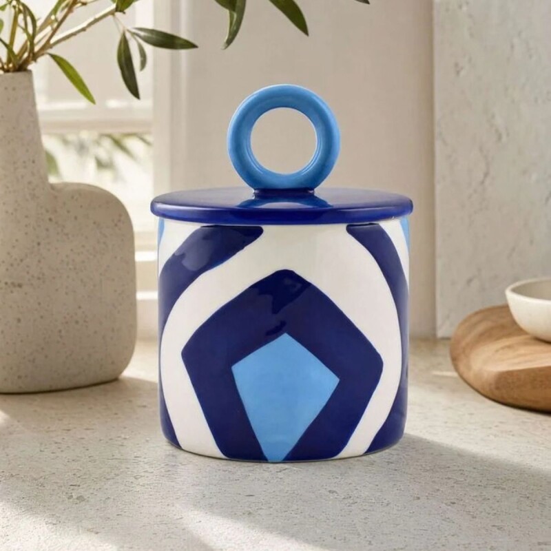 QR148-01175 Frasco De Ceramica Con Tapa Que Rico - Indigo