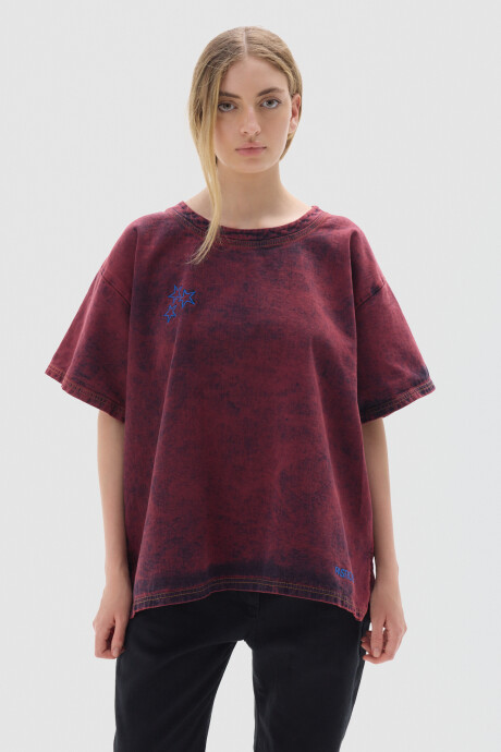 T-shirt Row Washed Bordeaux