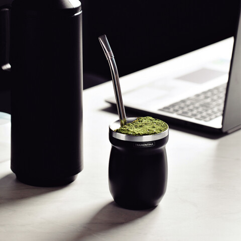 Mate negro en acero inoxidable 240ml -TRAMONTINA TF1486