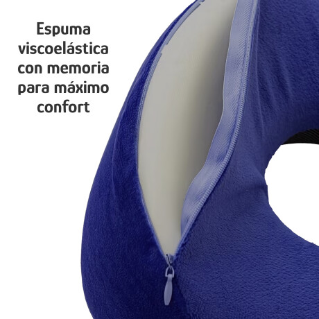 Almohadón De Viaje Viscoelástico Cervical C/Memoria Afelpado Azul