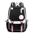 Mochila Estilo Coreano Kawaii Impermeable Notebook y USB Negro
