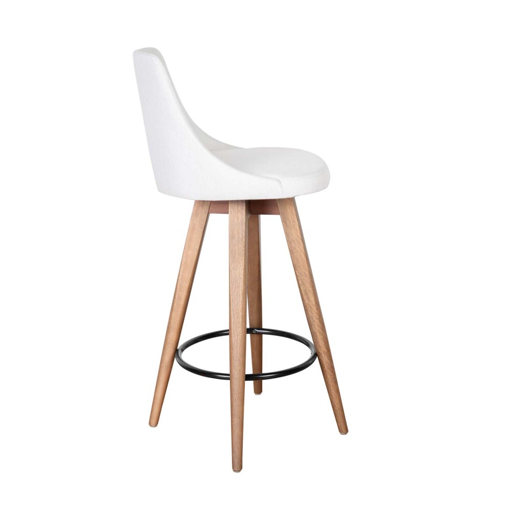 BUTACA TABURETE BAR MADERA NATURAL-BEIGE TINA GIRATORIA