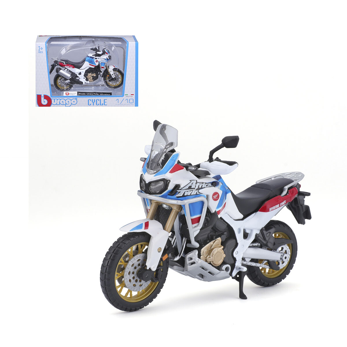 Motocicleta Bburago Honda Africa Twin Adventure Escala 1:18 