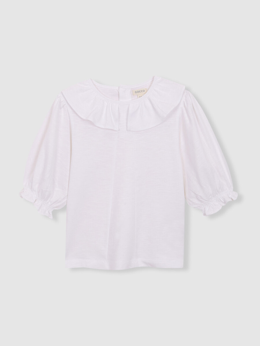 Camiseta Cuello Volante Blanco