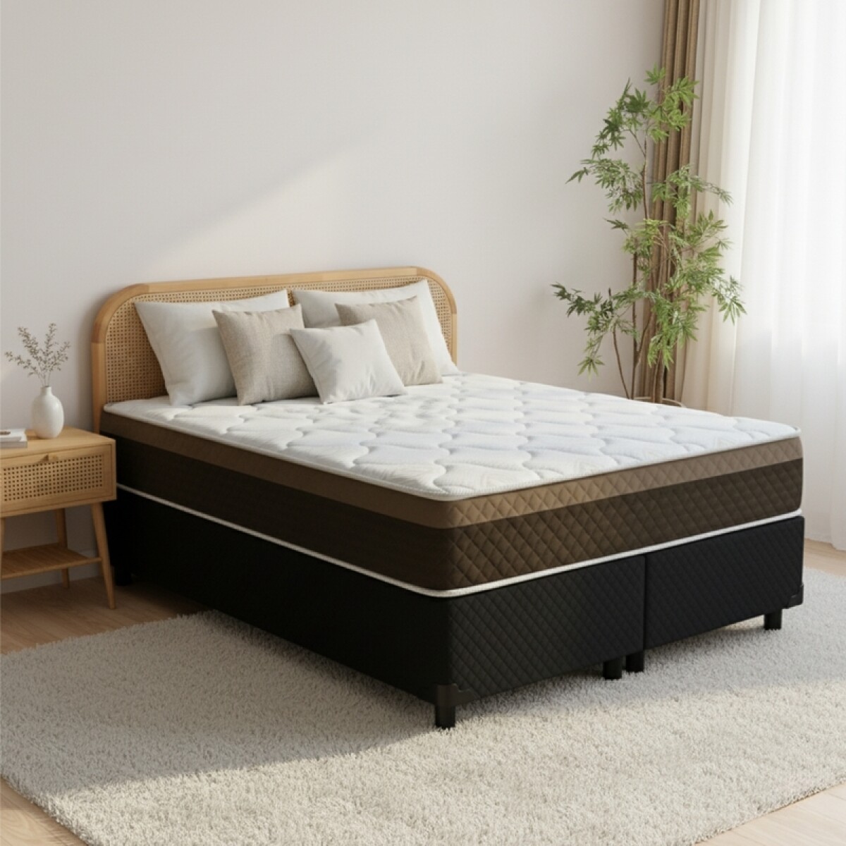 Sommier con Resortes Pocket Espuma Alta Densidad y Eurotop Soporte 130 Kg - Queen 158 cm de Ancho 