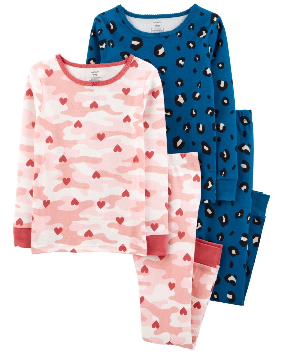 Pijama cuatro piezas dos remeras y dos pantalones de algodón (Mercadería sin cambio) 