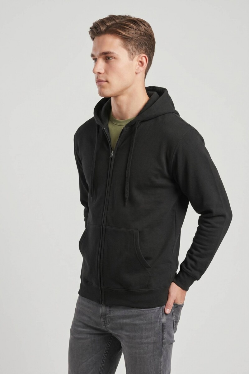 Campera deportiva clásica con capucha NEGRO