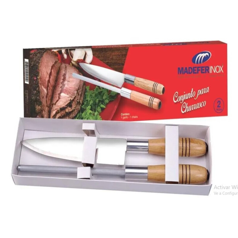 Juego de Barbacoa Madefer 2 Piezas Cuchillo y Afilador Acero Inoxidable Juego de Barbacoa Madefer 2 Piezas Cuchillo y Afilador Acero Inoxidable