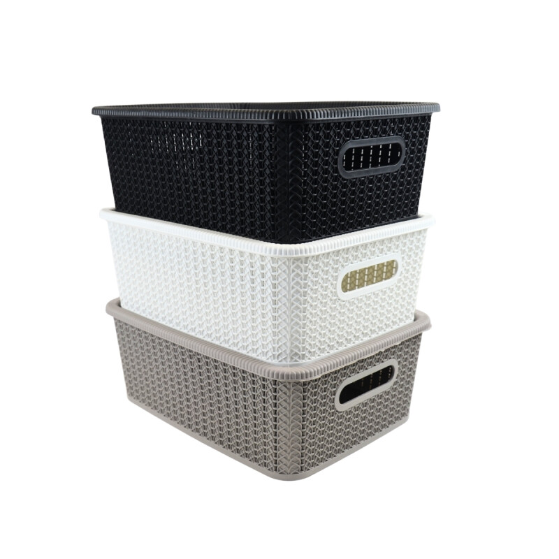 Caja organizadora símil ratán 12,5lt BLANCO