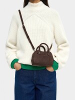 Mini Bolso De Mano Con Efecto Piel marron