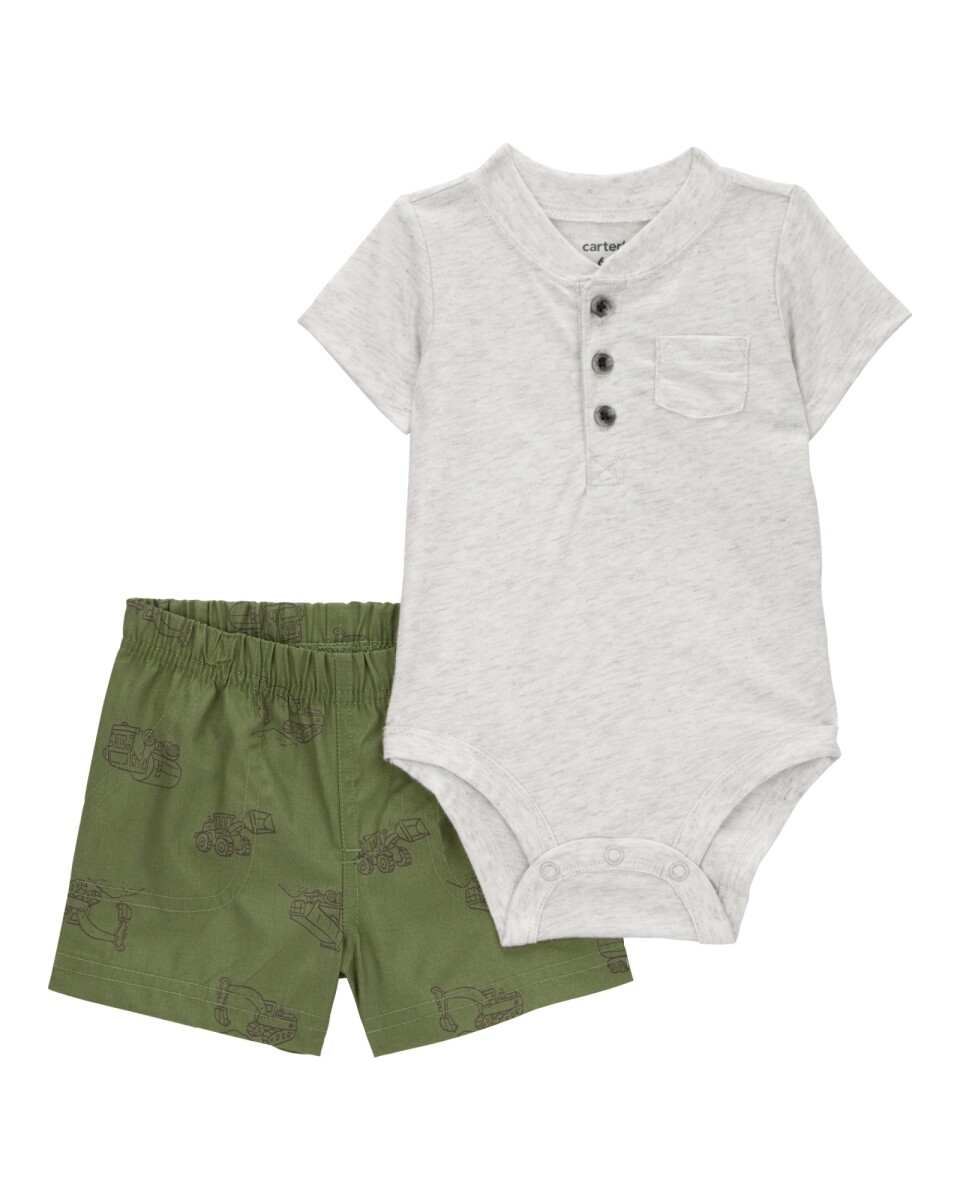 Set dos piezas de algodón, short y body henley 