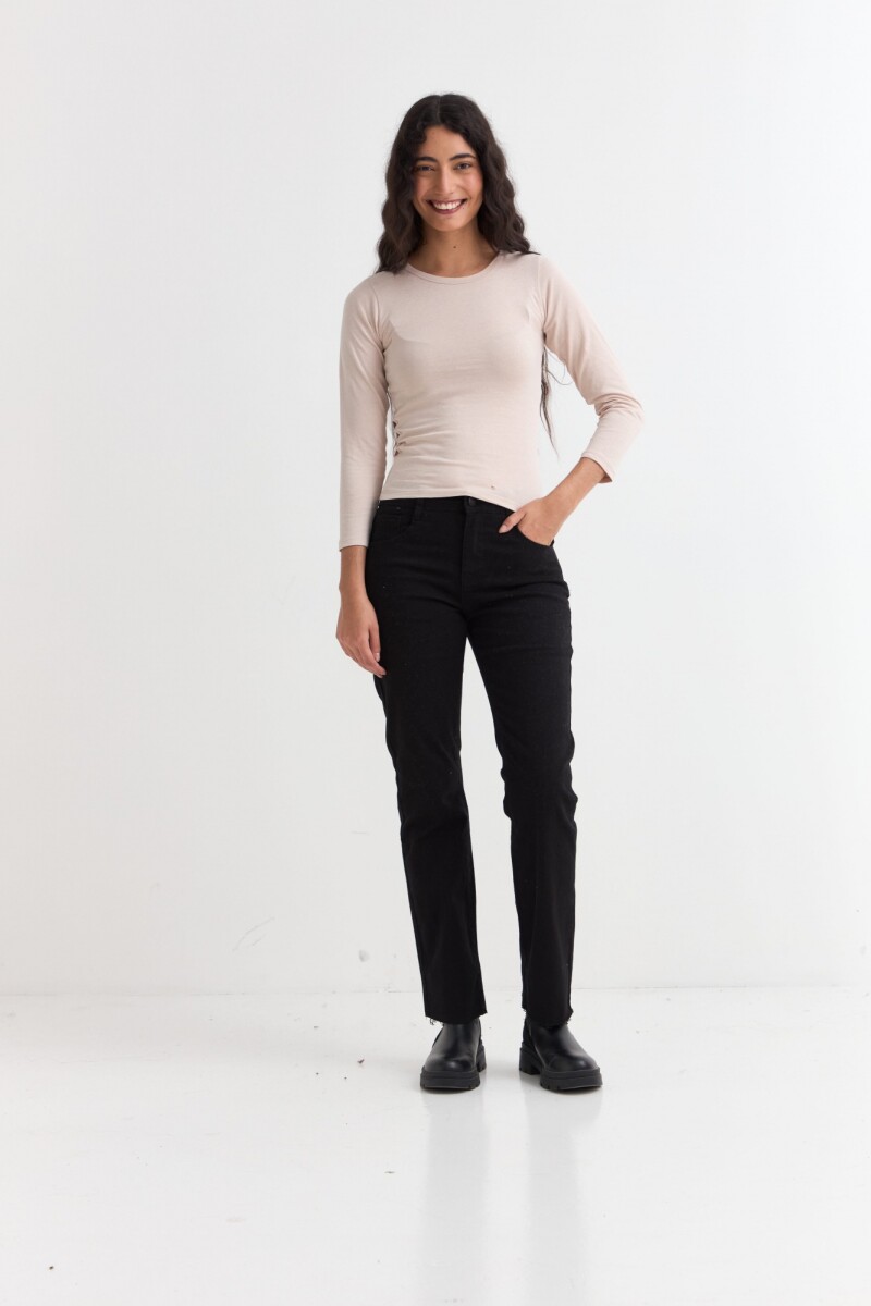 Remera m/l cuello a la base BEIGE