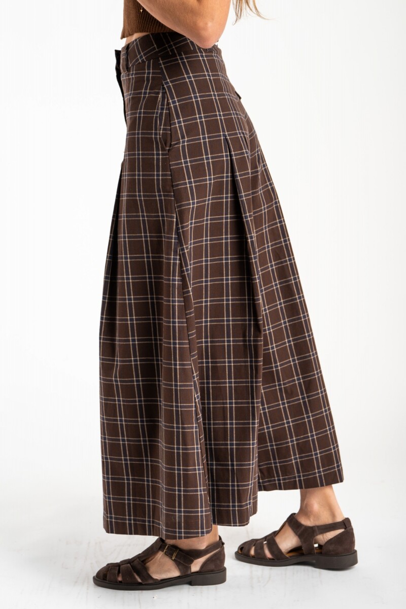 Pantalón Extra Wide Cuadros Marino