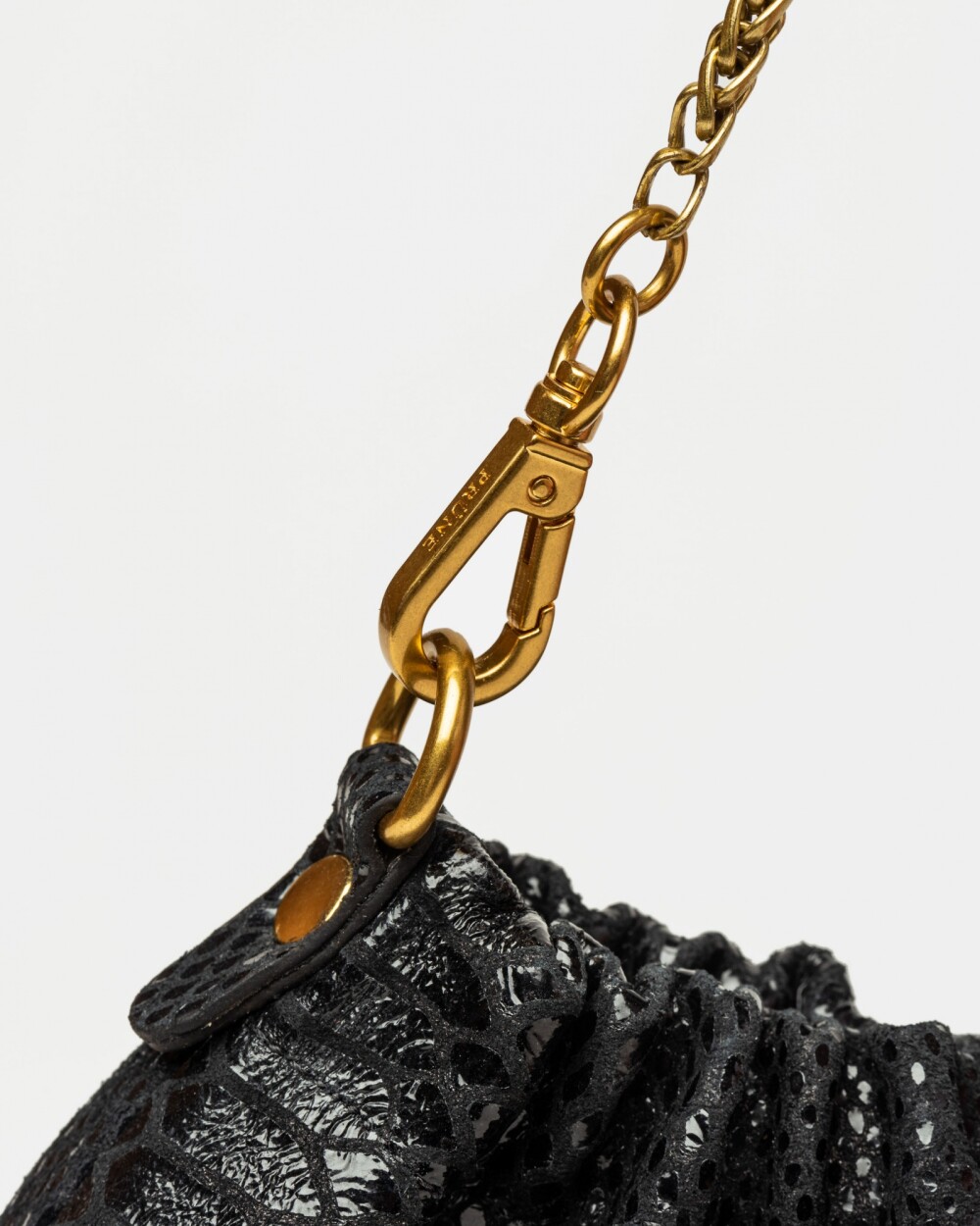 Mini Bag Gina en cuero gamuza anaconda Negro