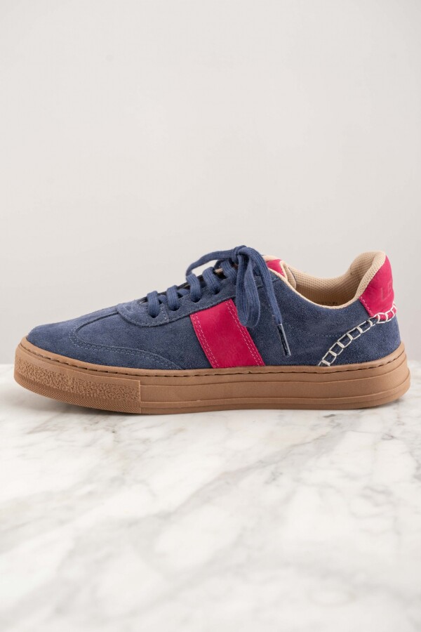 Zapatilla Combinada Gamuza Azul