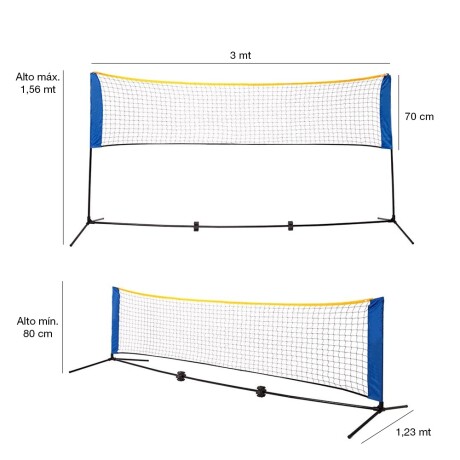 Red Futbol Tenis Portatil Portable Con Bolso Y Soporte Azul/naranja