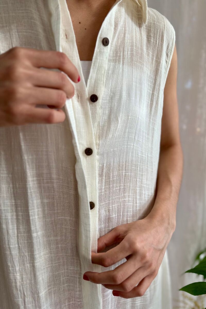 Camisero Natural Largo Sin Mangas Crudo