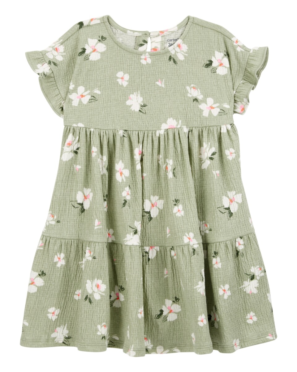 Vestido de jersey, escalonado, diseño floral 