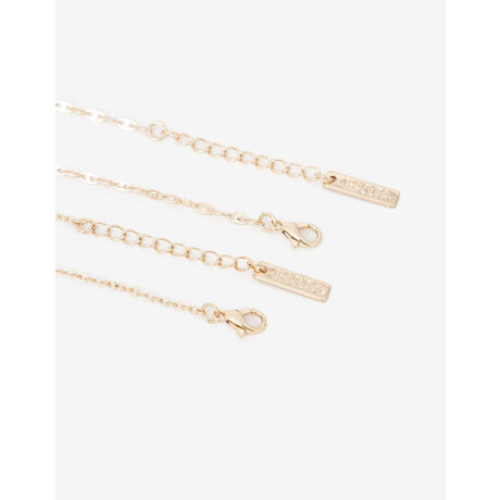 Set De Pulseras Flexibles Con Cubic Zirconia Dorado