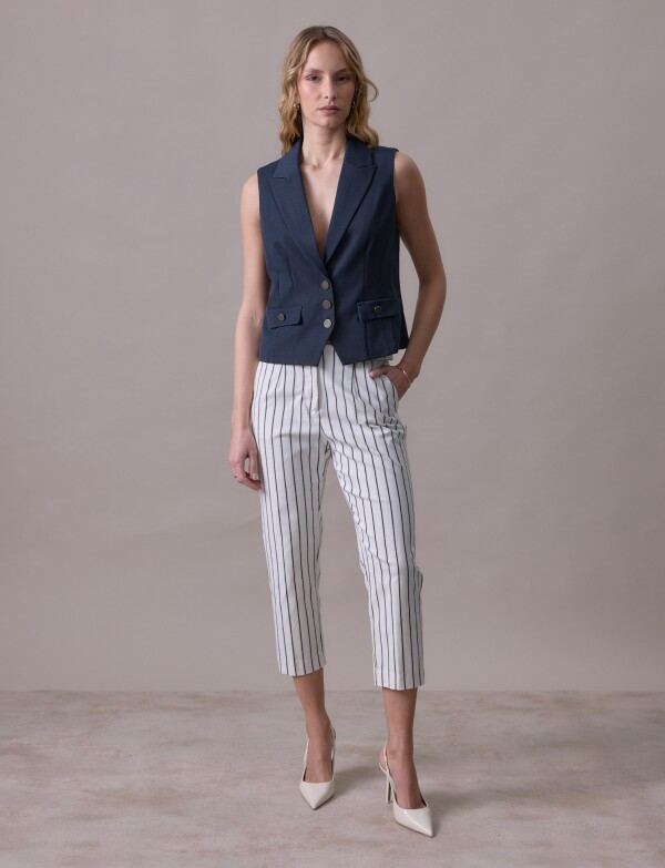 Pantalon Slim Ankle BLANCO/AZUL