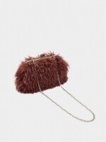 Bolso De Mano Efecto Pelo burdeos