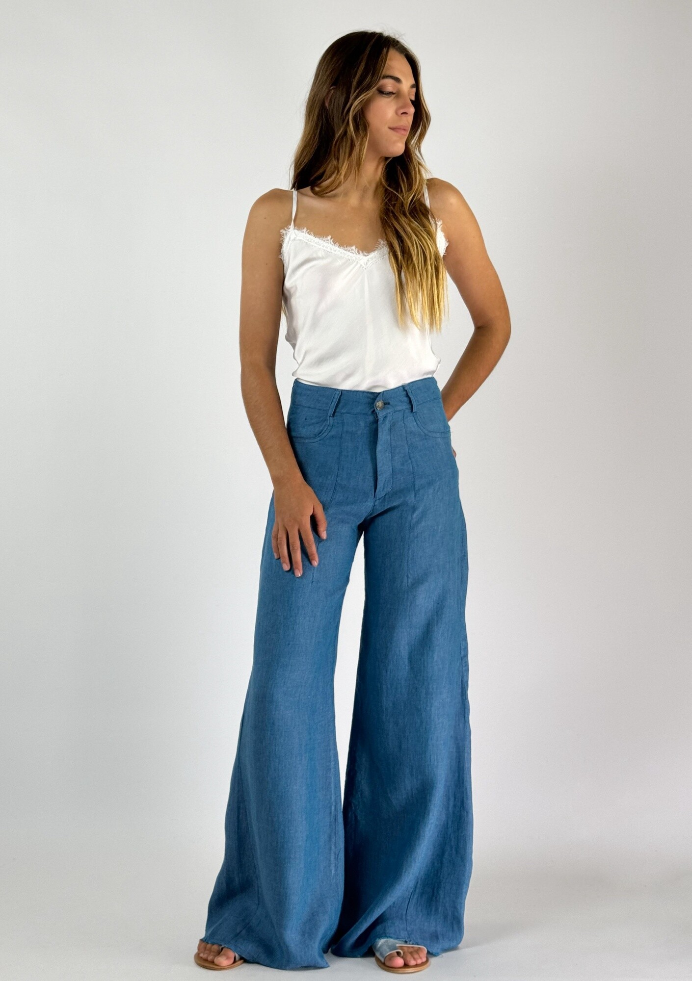PANTALON JACINTO NEW LINO TURQUESA