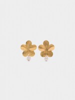 Pendientes De Flor Con Perlas dorado
