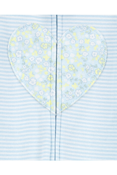 Pijama una pieza de algodón, con pie, estampa corazón Sin color