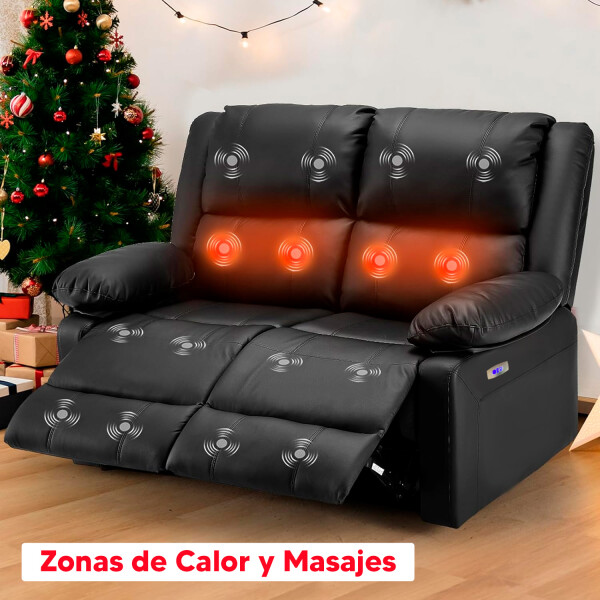 Sillón 2 Cuerpos Reclinable Con Masajeador Y Terapia De Calor, Totalmente Automatizado NEGRO