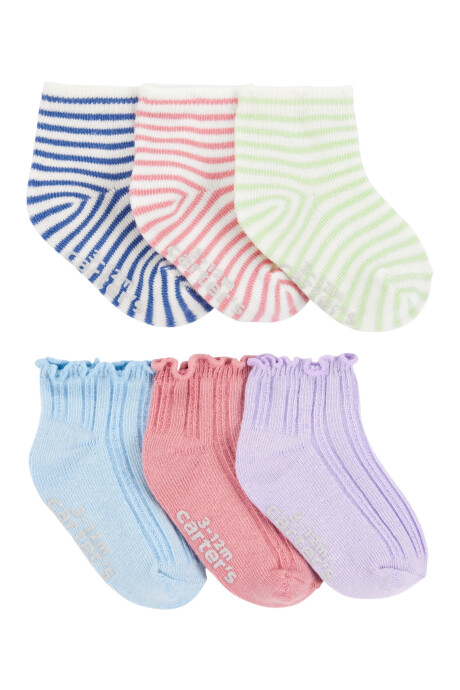 Pack seis pares de medias tobilleras de algodón Sin color