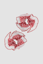 Pack x 2 gomita de pelo plizada cuadrille Rojo