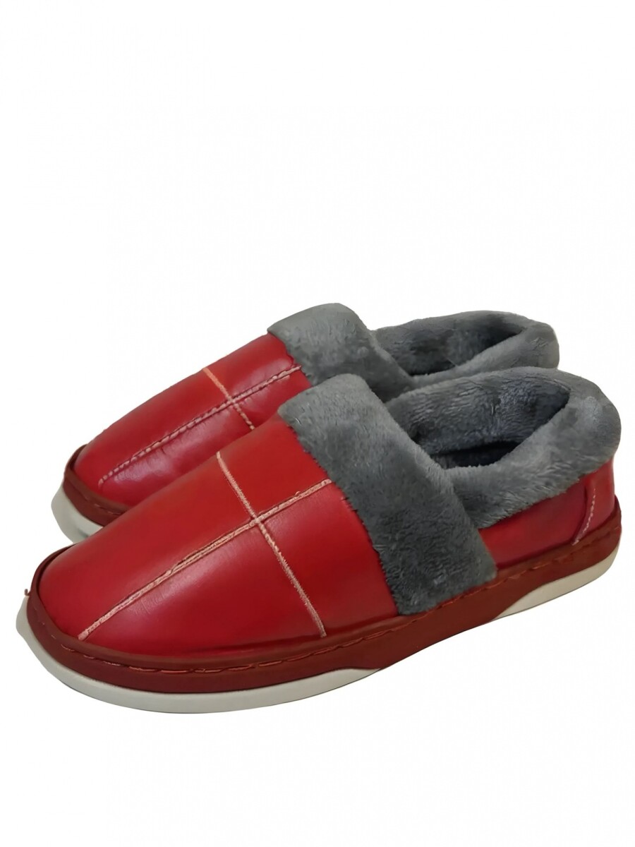 Pantuflas Unisex Cuerina Piel Sintética Antideslizantes - Rojo 
