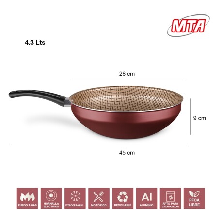 Wok de Aluminio Antiadherente Int/ext Ø28cm Flora Mta Cereza