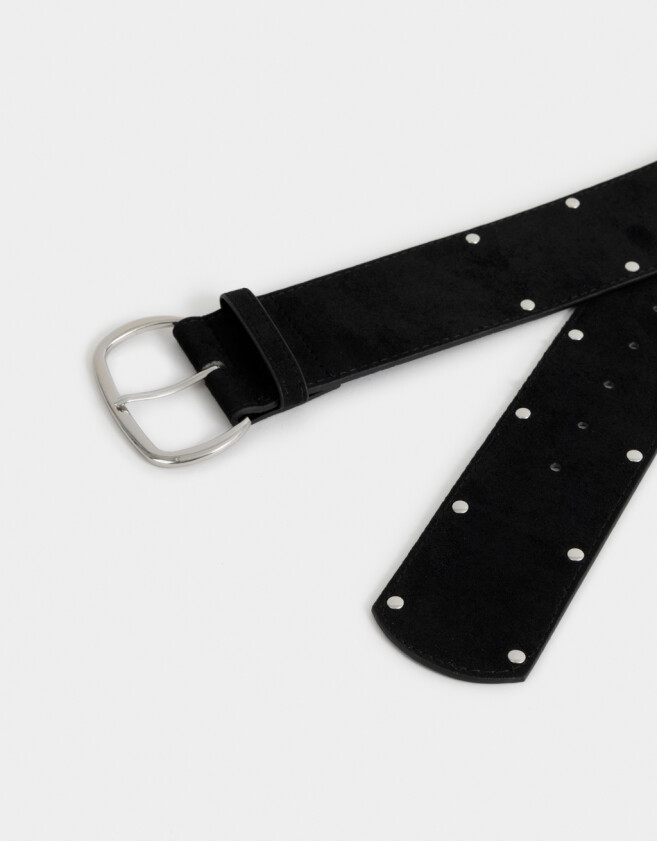 Cinturones y Fajas Cinturón Suede Tachas - Negro