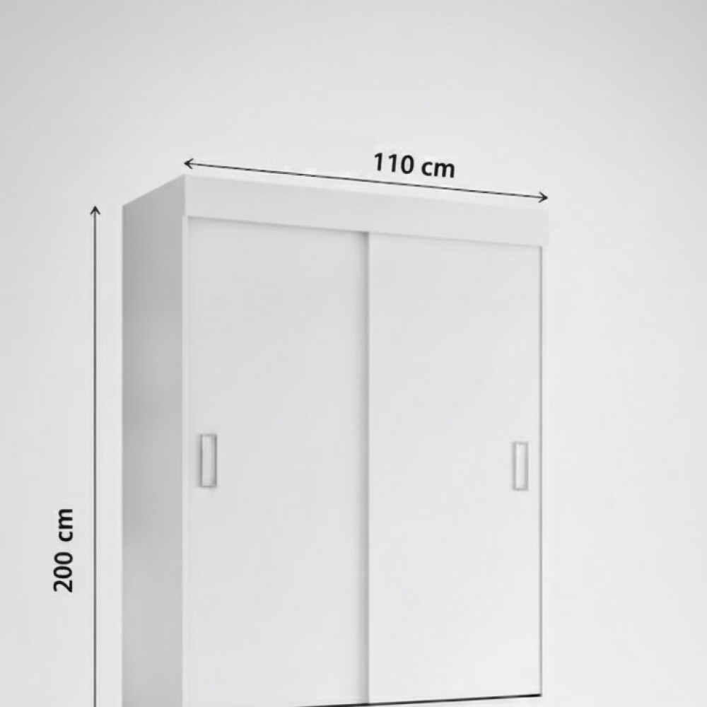 ROPERO 2 PUERTAS CORREDIZAS 4 CAJONES GUARDARROPA ARMARIO PLACARD CLOSET BLANCO