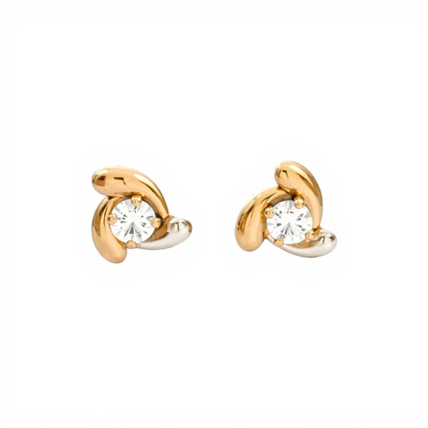 Caravanas Solitario ondas de oro - Oro bajo - Zirconia- CA8162 sinpiedra