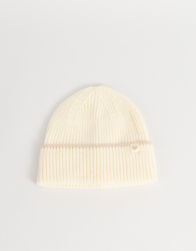 Gorro Romántico Gorro Tejido Con Tag - Blanco Crudo