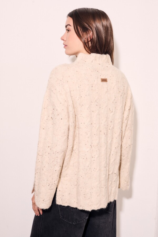 Polera Texturada Bouttonne Beige Melange