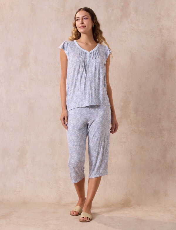 Pijama C/capri MULTI/VERDE AGUA
