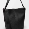 Cartera al hombro Anya en cuero graneado Negro