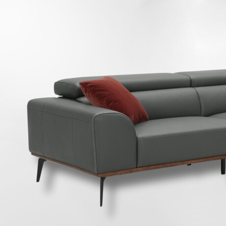 Sofá con chaise DUNA CUERO GRIS - DERECHO