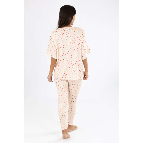 Pijama legging rib heart Marfil