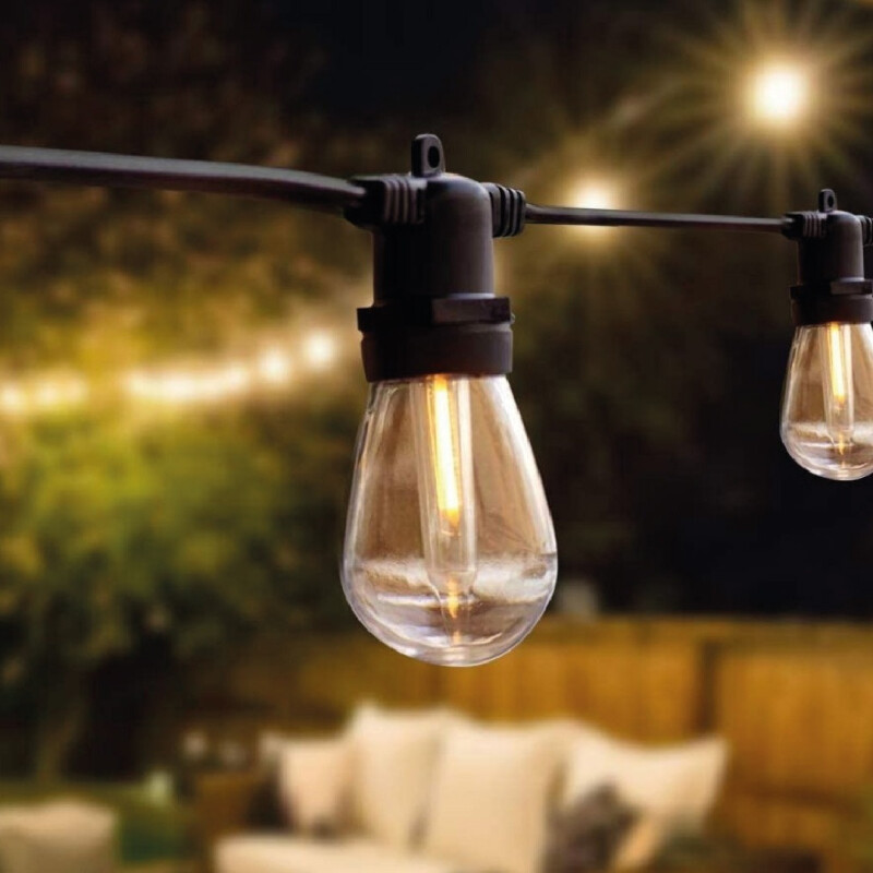 Guirnalda Guia Luces Jardin Lamparitas Led E27 Reforzadas Negro