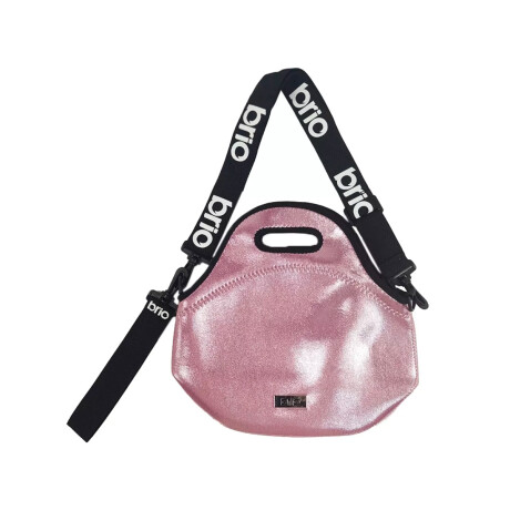 Lunchera Neopreno Brio Con Correa Termica Metalizada Rosa Metalizada y Negro