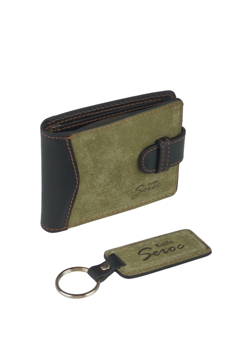 Set de billetra y llavero verde