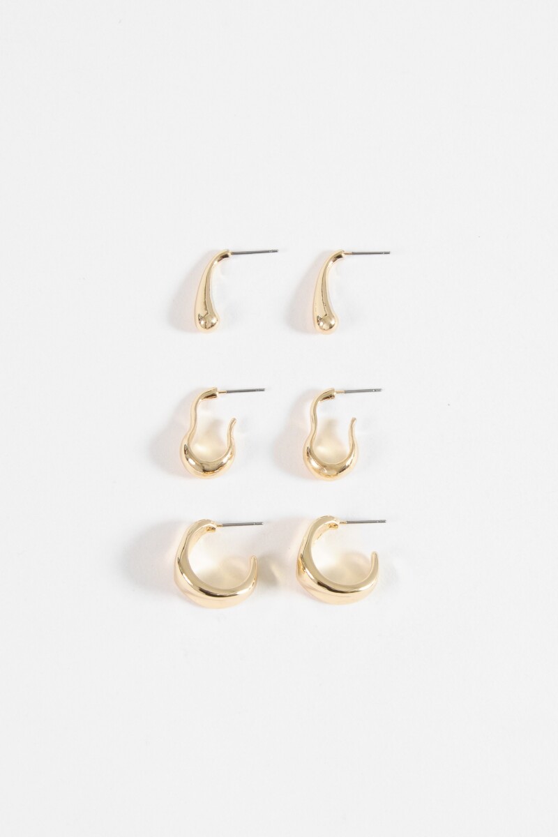 Set 3 aros wavy dorado