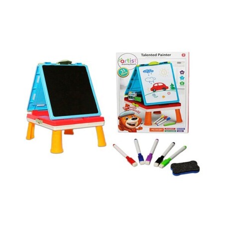 Pizarra doble con mesa 31 pcs Azul y Rojo