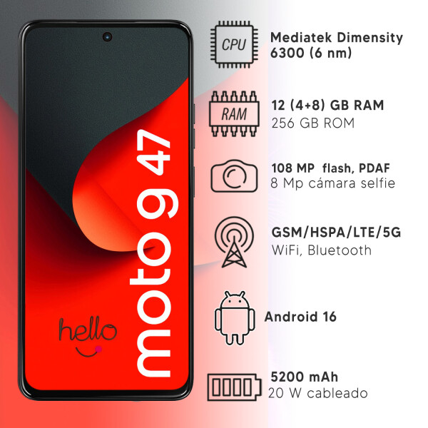 Motorola G47 12(4+8)gb Ram 256gb 5g ROSADO
