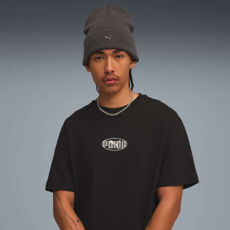 Moda Metal Cat High Crown Beanie de Hombre Gris