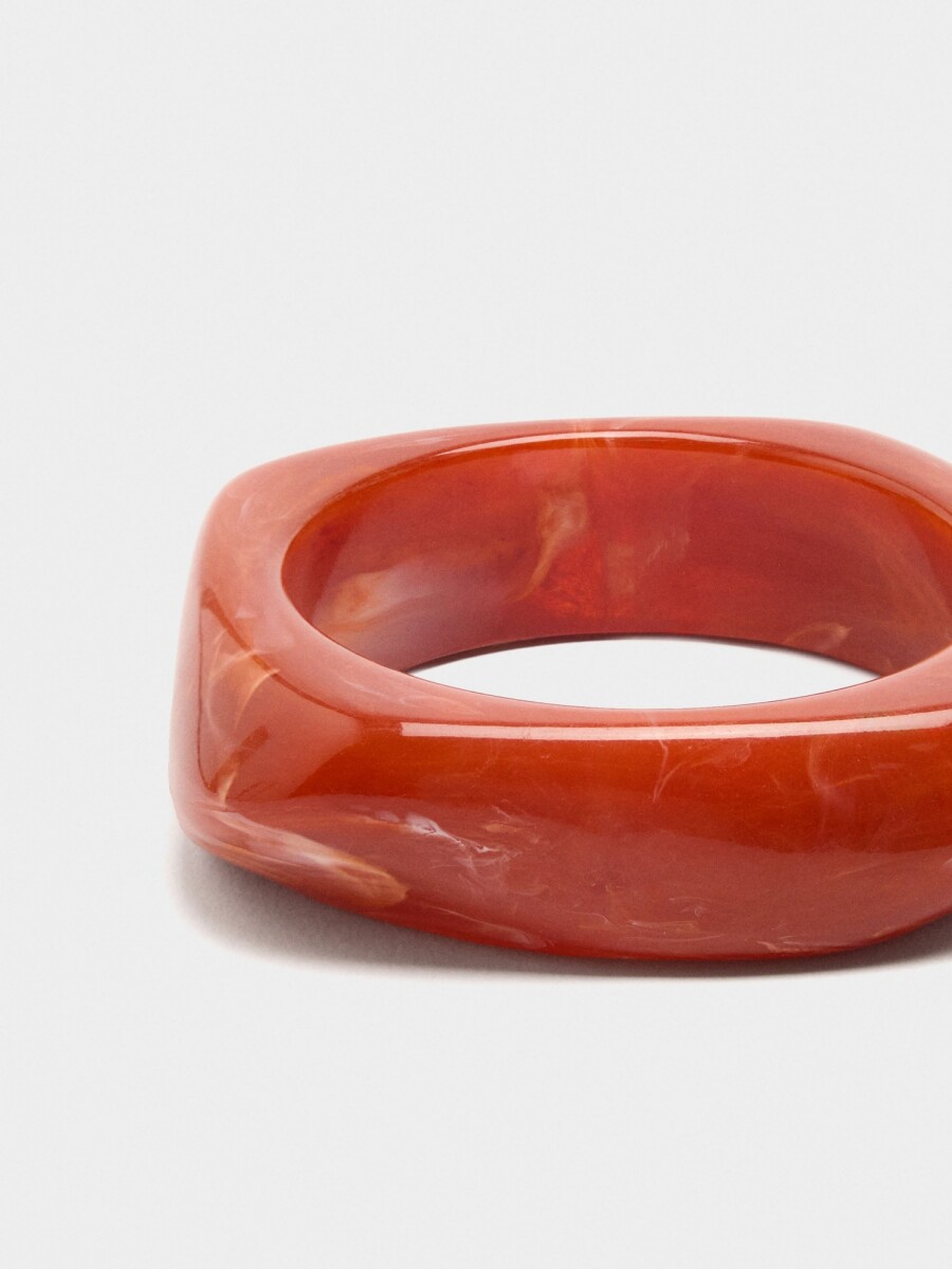 Pulsera Maxi Cuadrada De Efecto Piedra rojo